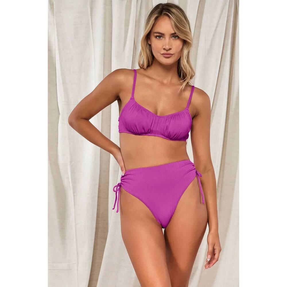 NEW SWIM SYSTEMS rib malia high waist bikini bottom in orchid rio